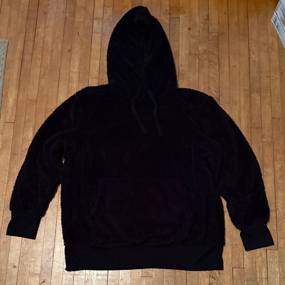 SO Black Fuzzy Hoodie